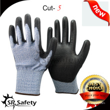 SRSAFETY 13G guante resistente al corte de punto con guantes de PU de recubrimiento / corte de la palma de la PU Resistente guantes / PU recubierto HHPE guantes resistentes al corte